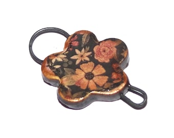 Ceramic Floral Bracelet Bar Cuff Connector Porcelain 24mm PP9-1