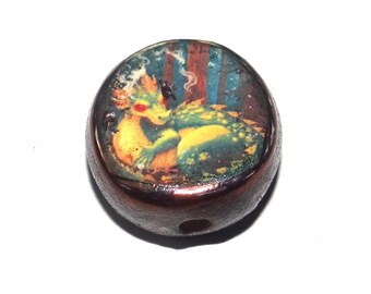 Ceramic Dragon Focal Bead Handmade Pottery Beads 17-18mm BB7-1
