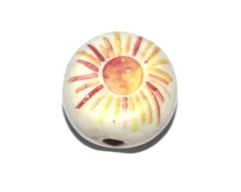 Ceramic Sun Focal Bead Handmade Pottery Beads 17mm PP6-3