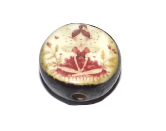 Ceramic Fairy Focal Bead Handmade Pottery Beads 16-18mm BB3-1