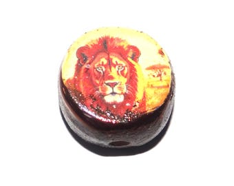 Ceramic Lion Focal Bead Handmade Pottery Beads 17-18mm BB7-1