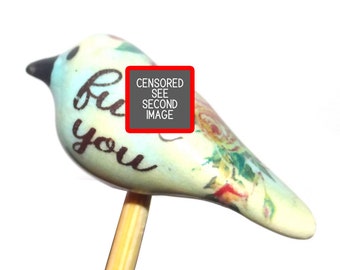 Ceramic Adult Bird Focal Bead Pendant Handmade Pottery Beads Quote Floral 35mm