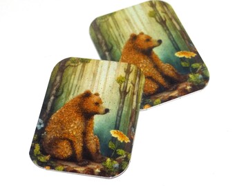 Faux Tin Bear Charms Handmade 25mm 1" MM5-3
