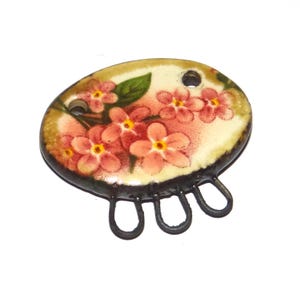 Ceramic Flower Pendant Handmade Focal Porcelain 26mm PP8-1