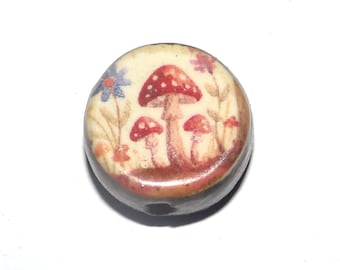 Ceramic Mushrooms Focal Bead Handmade Pottery Beads 16mm PP10-4