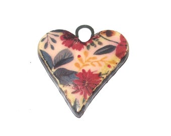 Ceramic Flower Pendant Handmade Focal Porcelain 27mm PP1-3