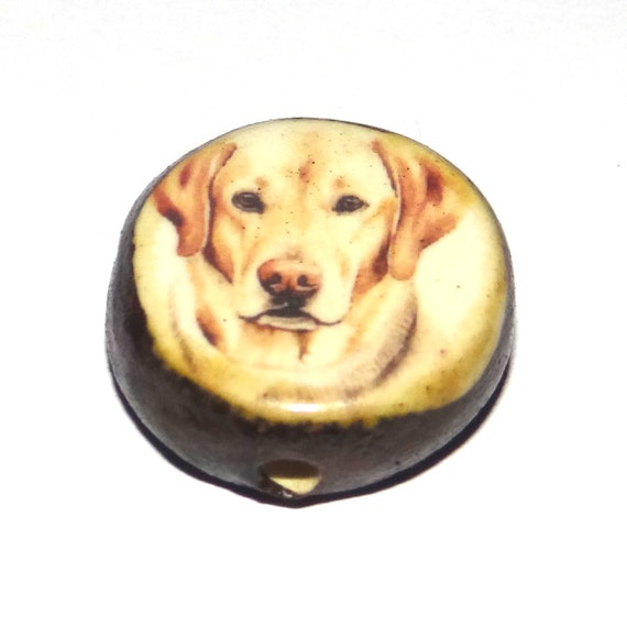 Ceramic Dog Focal Bead Handmade Pottery Beads 24mm PP2-2