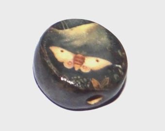 Ceramic Moth Focal Bead Handmade Pottery Beads 17mm BB8-2