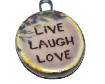 Ceramic Quote Pendant Handmade Focal Porcelain 25mm