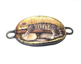Ceramic Cat Bracelet Bar Cuff Connector Porcelain 30mm CC1-1