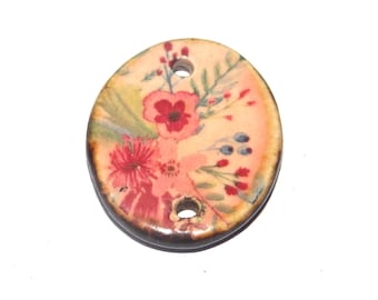 Ceramic Flower Pendant Handmade Focal Porcelain 33mm PP1-3