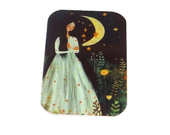 Faux Tin Moon Pendant Handmade 33mm 1.25" MM4-2