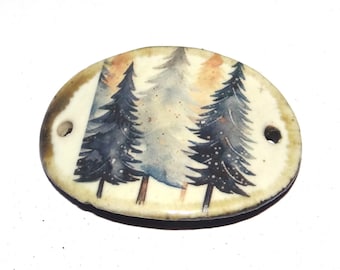 Ceramic Tree Bracelet Bar Cuff Porcelain 30mm CC4-2