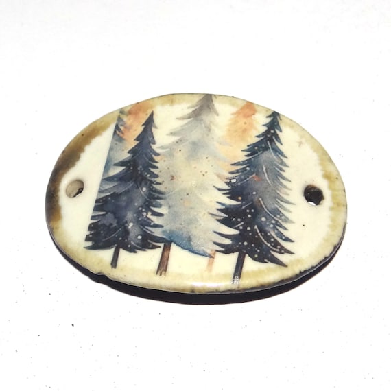 Ceramic Tree Bracelet Bar Cuff Porcelain 30mm CC4-2