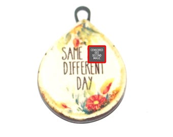 Ceramic Quote Pendant Handmade Focal Porcelain 38mm PP1-3