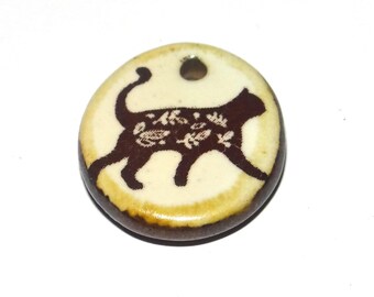 Ceramic Cat Charm Pendant Porcelain Handmade 17mm PP10-1