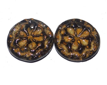 Ceramic Earring Charms Pair Beads Handmade Rustic PP1-4