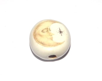 Ceramic Moon Focal Bead Handmade Pottery Beads 18-20mm PP7-1