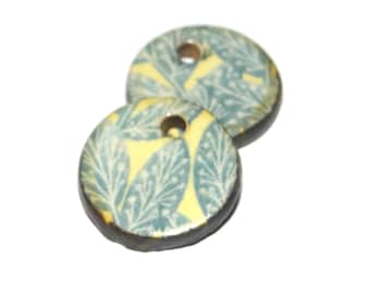 Ceramic Floral Patterned Charms Earring Bead Pair 16mm PP4-3