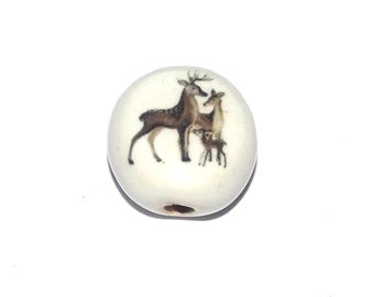 Ceramic Deer Focal Bead Handmade Pottery Beads 18-20mm PP7-1