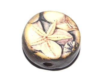 Ceramic Starfish Focal Bead Handmade Pottery Beads 17mm PP7-3