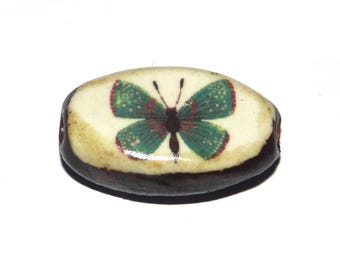 Ceramic Butterfly Focal Bead Handmade Pottery Beads 23mm PP7-2