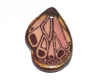 Ceramic Butterfly Wing Pendant Handmade Focal Porcelain 30mm BB10-2