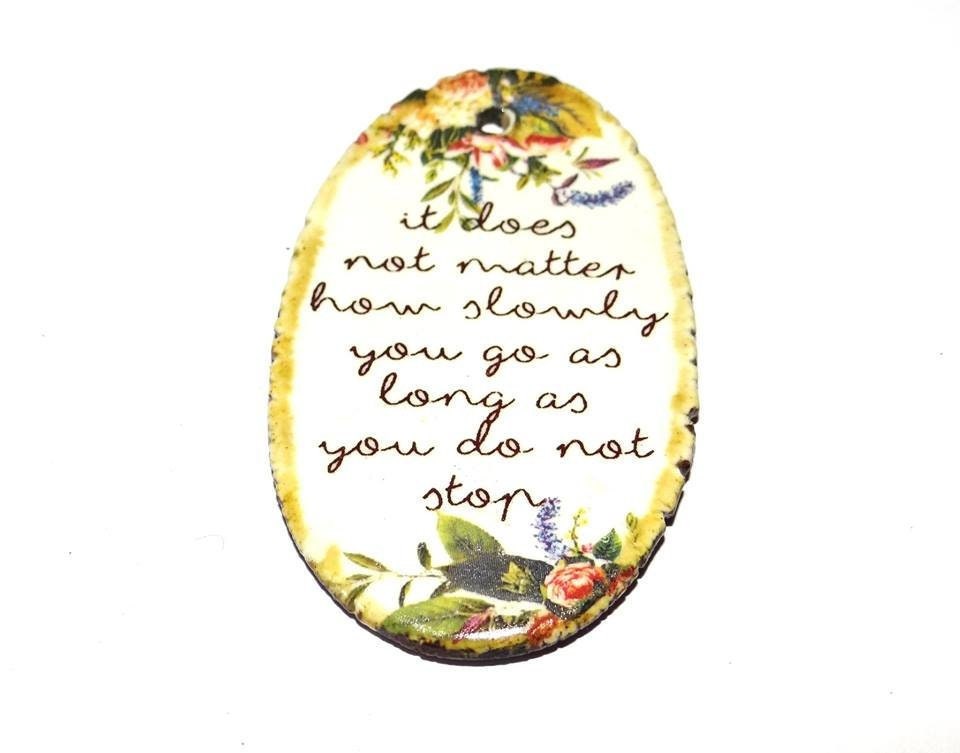 Ceramic Quote Pendant Word Handmade Focal Inspirational Positivity Message