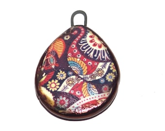 Ceramic Paisley Pendant Handmade Focal Porcelain 30mm PP9-4