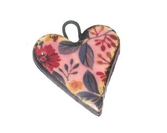 Ceramic Flower Pendant Handmade Focal Porcelain 28mm PP1-2