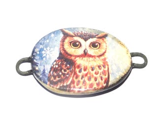 Ceramic Owl Bracelet Bar Cuff Porcelain 35mm CC6-4