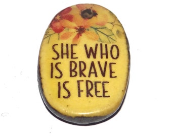 Ceramic Quote Pendant Handmade Focal Porcelain 30mm CC6-4
