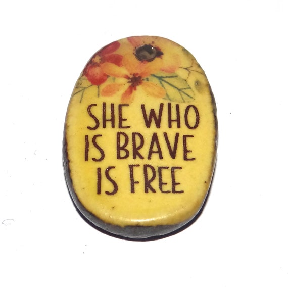 Ceramic Quote Pendant Handmade Focal Porcelain 30mm CC6-4