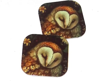 Faux Tin Owl Charms Handmade 16mm MM9-3