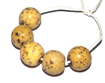 Ceramic Sandy Beach Matte Speckled Bead Set Handmade 13mm