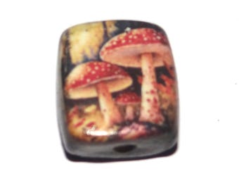 Ceramic Mushroom Focal Bead Handmade Pottery Beads 17mm BB8-1