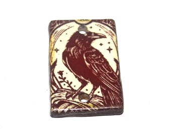 Ceramic Raven Pendant Handmade Focal Porcelain 25mm CC7-1