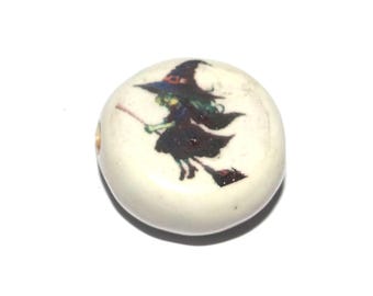 Ceramic Witch Focal Bead Handmade Pottery Beads 17mm PP6-2
