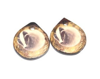 Ceramic Badger Charms Beads Pair Porcelain 18mm CC4-3
