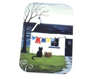 Faux Tin Scottish Cottage Pendant Charm Handmade 32mm 1.25" MM8-4