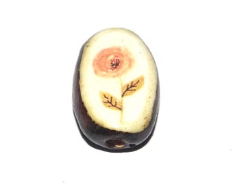 Ceramic Rose Focal Bead Handmade Pottery Beads 21mm PP7-2