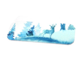 Metal Faux Tin Winter Forest Stag Bracelet Bar Cuff Pendant Handmade 40mm MM9-1