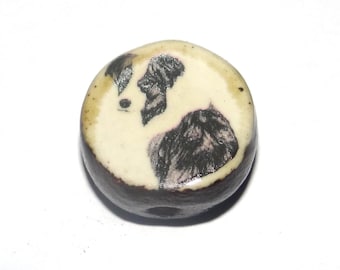 Ceramic Dog Focal Bead Handmade Pottery Beads 16mm PP1-3