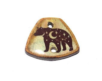 Ceramic Bear Charm Pendant Porcelain Handmade 22mm PP9-4