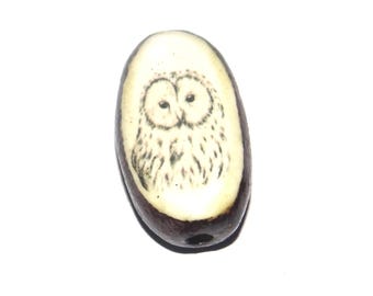 Ceramic Owl Focal Bead Handmade Pottery Beads 23mm PP7-2