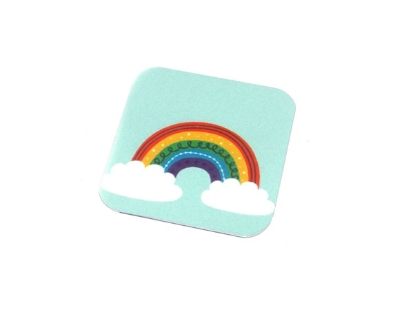 Faux Tin Rainbow Charm Pendant Handmade 25mm 1" Square MSQ4-3