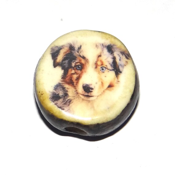 Ceramic Dog Focal Bead Handmade Pottery Beads 24mm PP3-4