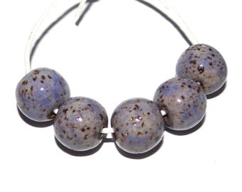 Ceramic Lilac Speckled Bead Set Handmade 13mm