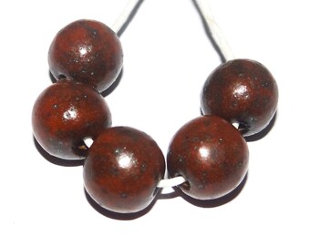 Ceramic Burnt Umber Speckled Bead Set Handmade 13mm