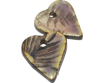 Ceramic Heart Floral Earring Charms Pair Beads Handmade Rustic 18mm/0.7" CC1-4